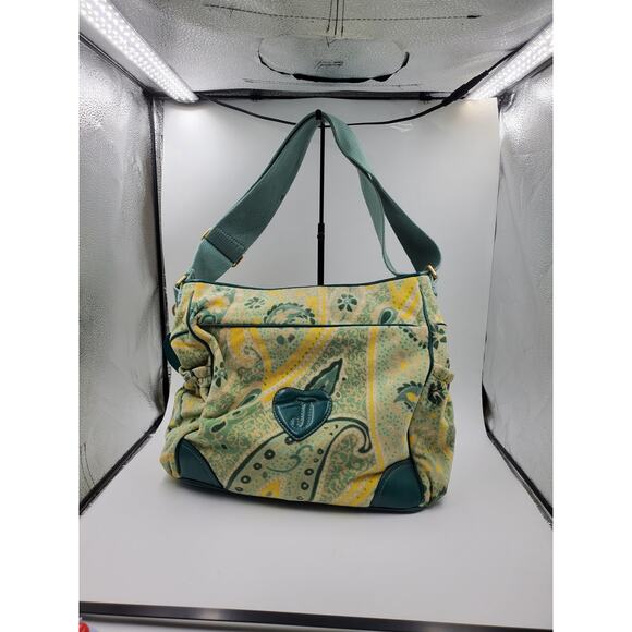 Juicy Couture Green Yellow Paisley Couture Baby Shoulder Bag Vintage Y2K - Picture 3 of 16